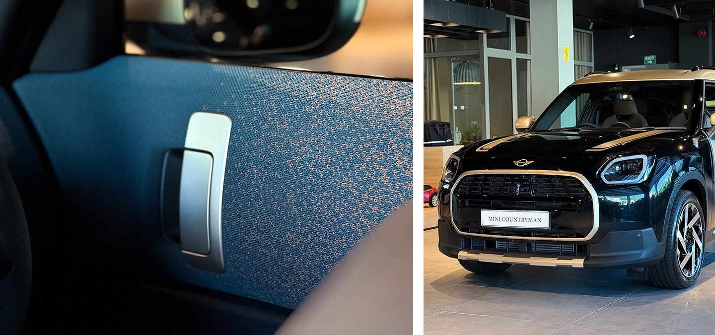 Side interior view of the MINI Countryman dashboard with John Cooper Works Trim.